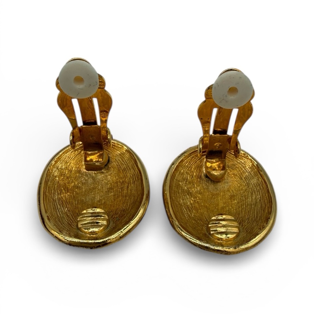NWT- One Twenty One Gold Basketweave Oval Textured Earrings - Picture 4 of 6